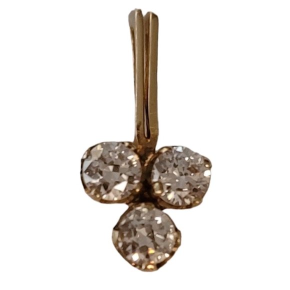 14K Yellow Gold CZ Cubic Zirconia Cluster Pendant E138 - Picture 4 of 9